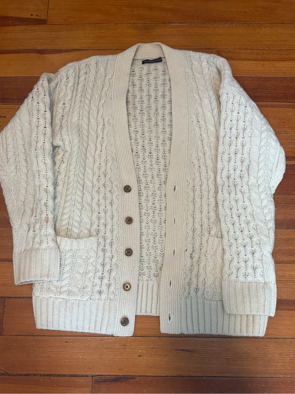 Brandy Melville Cream Cable Knit Shawl Cardigan